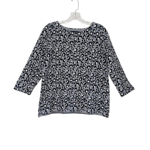 Tahari Leopard Animal Print 3/4 Cuffed Sleeve Sweater - Picture 1 of 10
